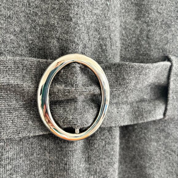 INC International Concepts Drop Waist Turtleneck Belted Sweater Size L Gray - Picture 2 of 6